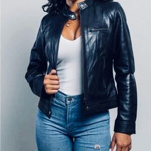 Genuine Blue Leather Racing Jacket small